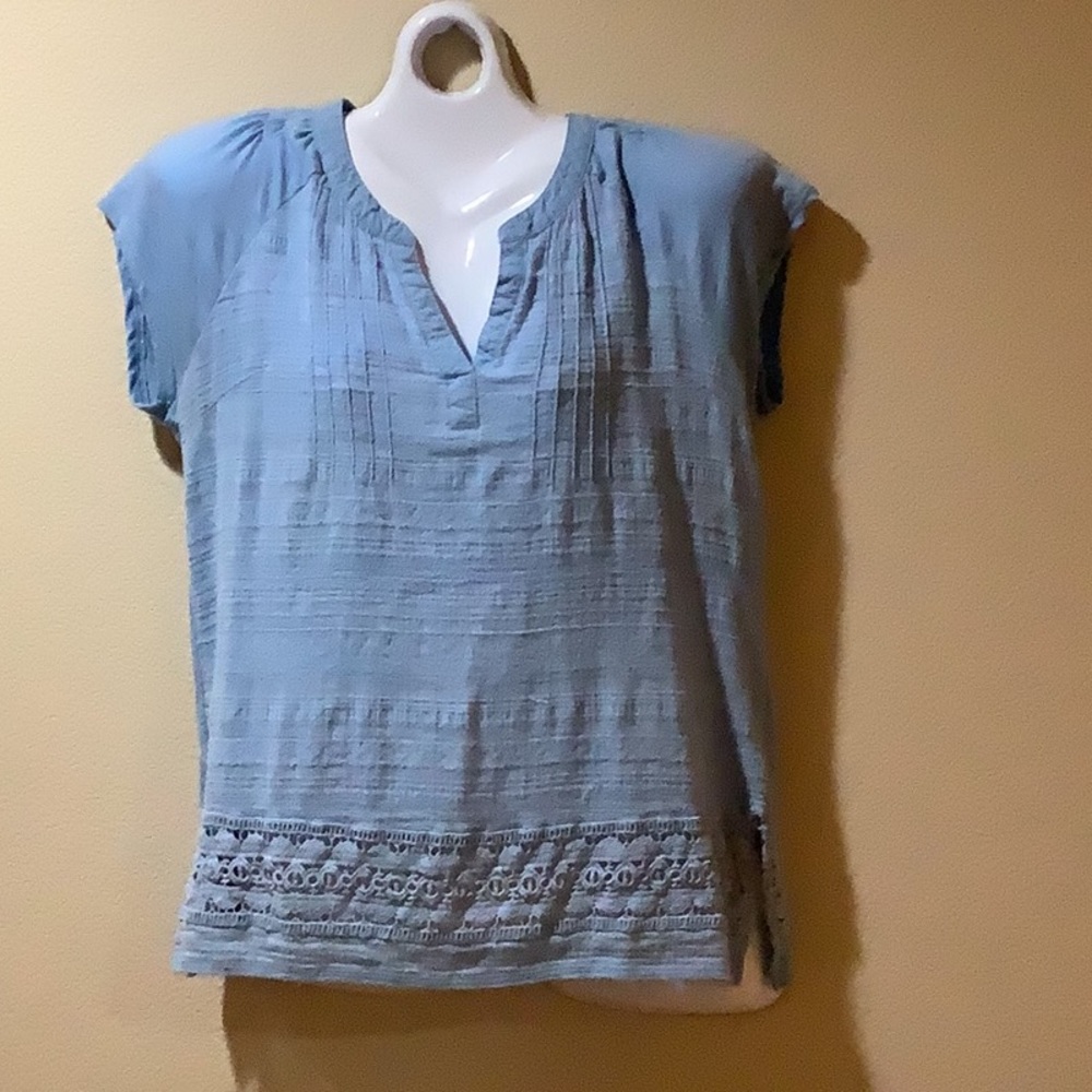 Blue Hannah top size with embroidery around the bottom